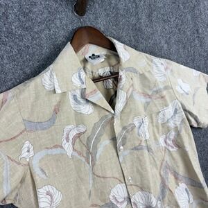 Hilo Hattie Made in Hawaii Floral Camp Shirt Mens Large Aloha Beige